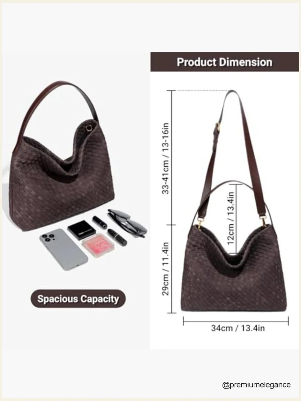 Women's Woven Suede Hobo Bag Slouchy Shoulder Tote Crossbody Purse